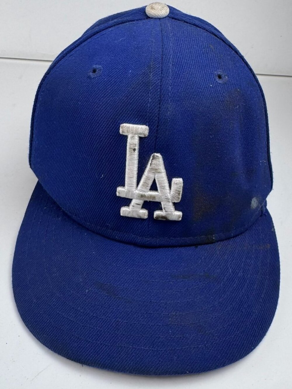 Los Angeles Dodgers New Era 59FIFTY Fitted Hat Cap Size 7 3/4 AS IS Stain